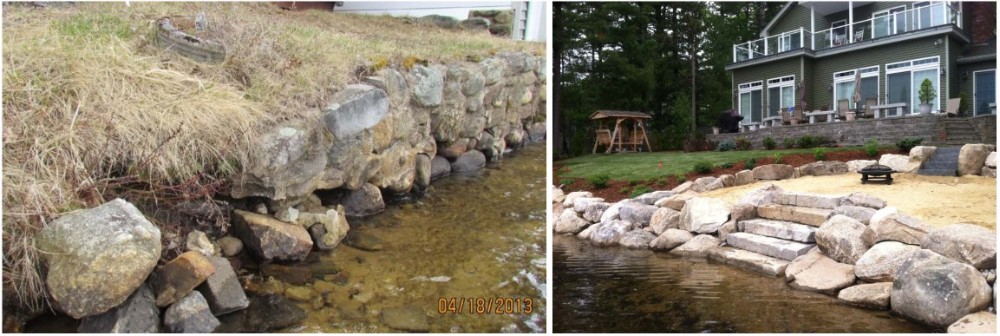 Tasker’s original Belmont shoreline before-left and after-right photographs